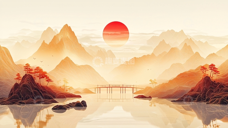 高清大图下载【趣麦麦图】日出山水意境唯美风