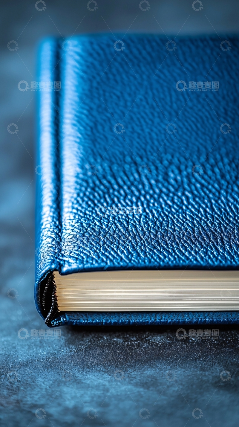 高清大图下载【趣麦麦图】蓝色皮质封面书籍