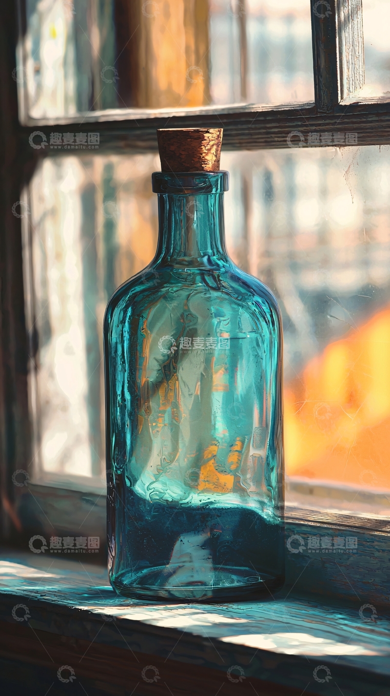 高清大图下载【趣麦麦图】蓝色玻璃瓶