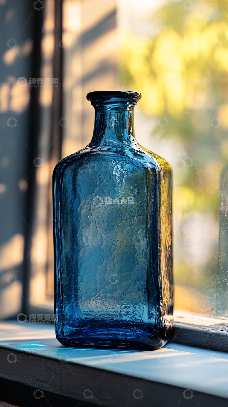 高清大图下载【趣麦麦图】蓝色玻璃瓶