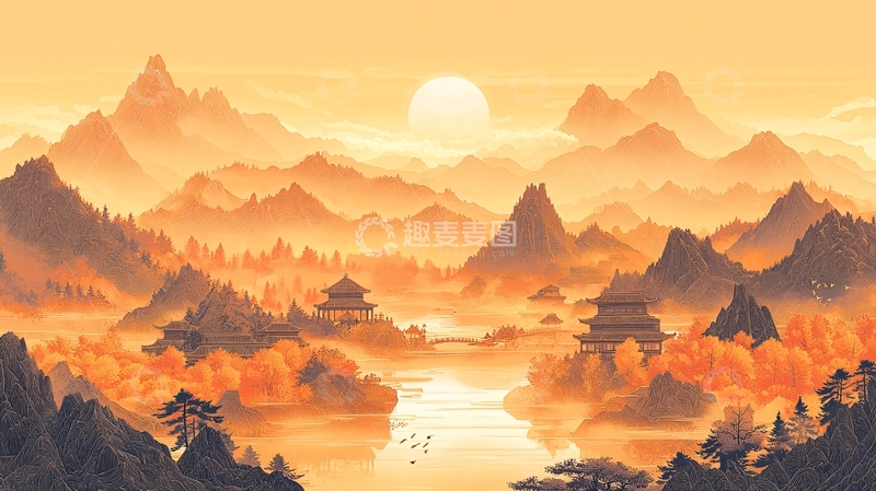 高清大图下载【趣麦麦图】水墨山水画407