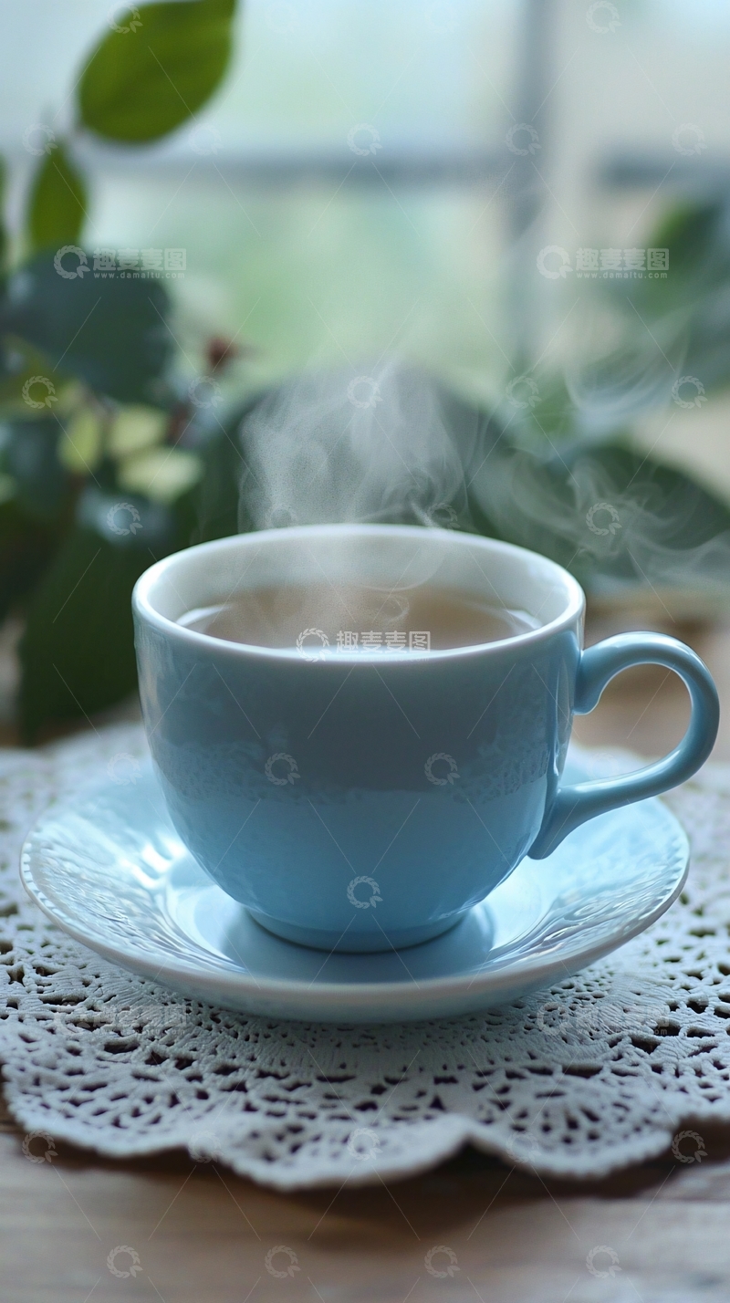 高清大图下载【趣麦麦图】蓝杯热茶