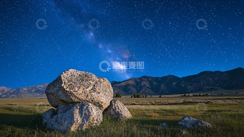 高清大图下载【趣麦麦图】星空下的巨石