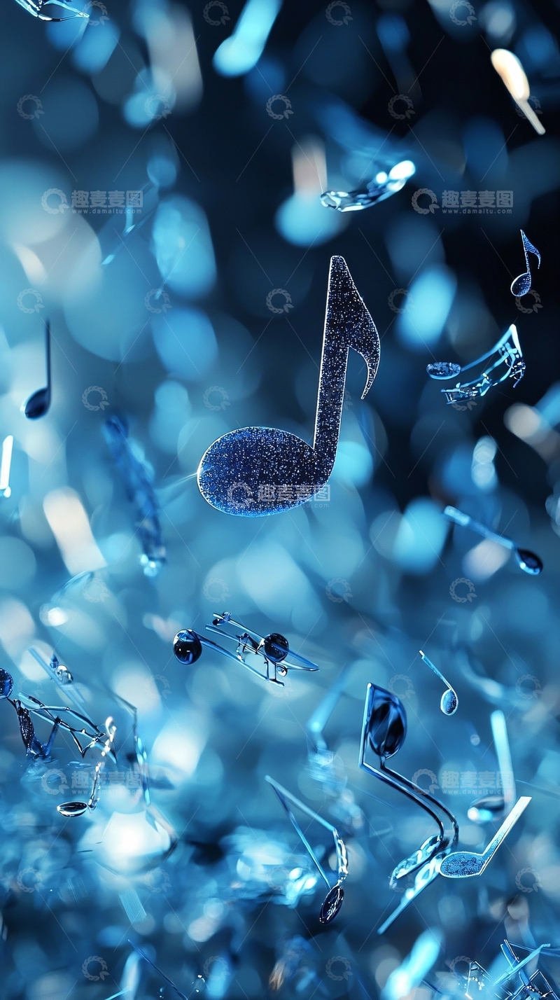 高清大图下载【趣麦麦图】蓝色音符背景