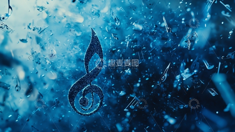 高清大图下载【趣麦麦图】蓝色音符背景