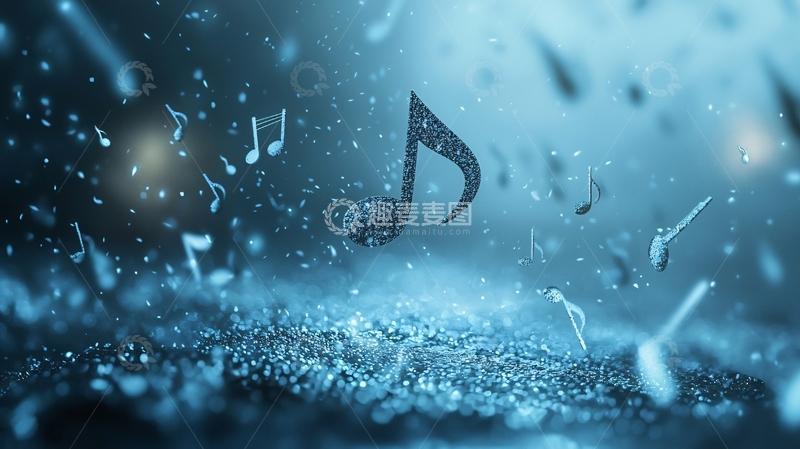 高清大图下载【趣麦麦图】蓝色音符雨