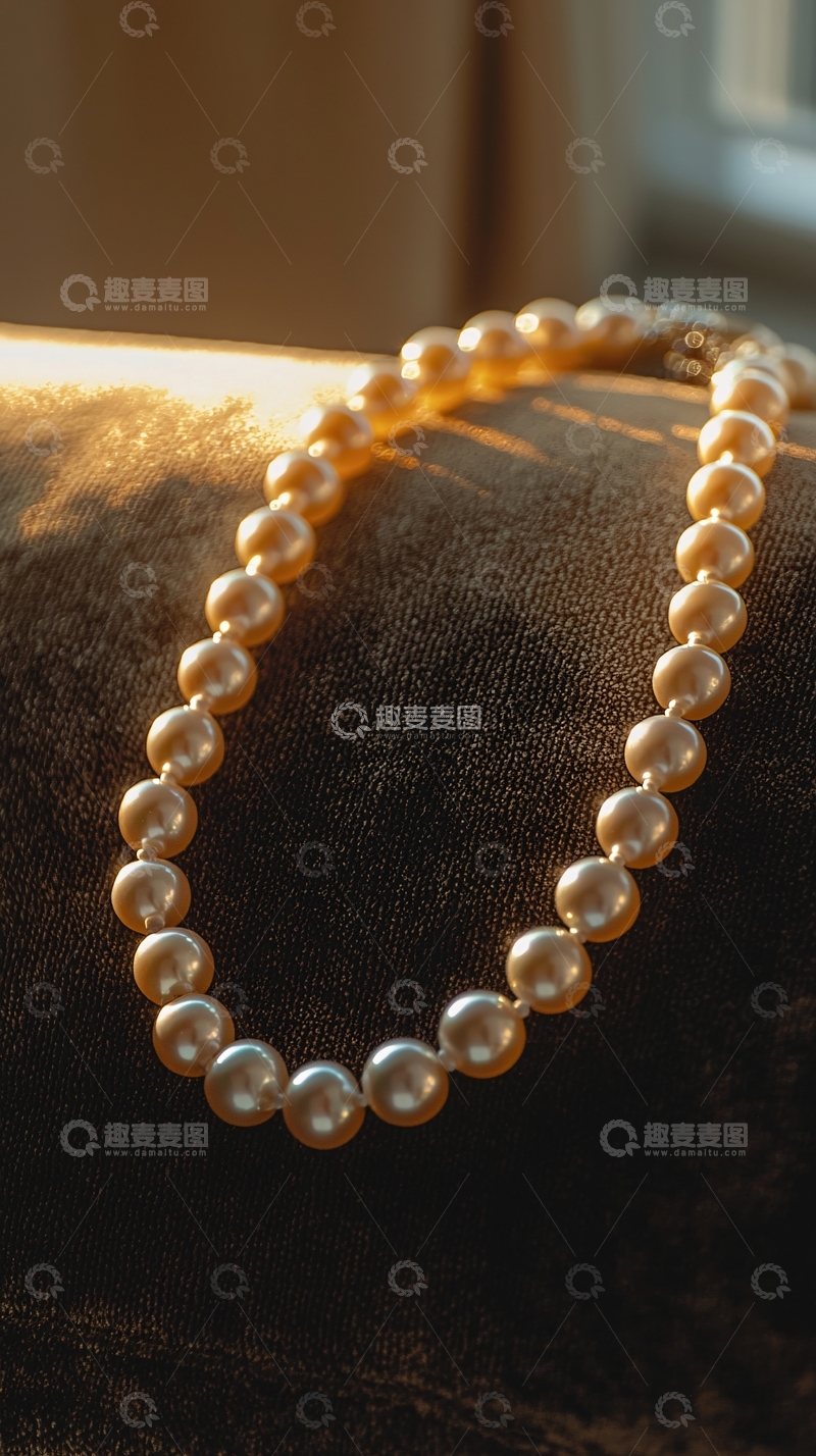 高清大图下载【趣麦麦图】阳光下珍珠项链