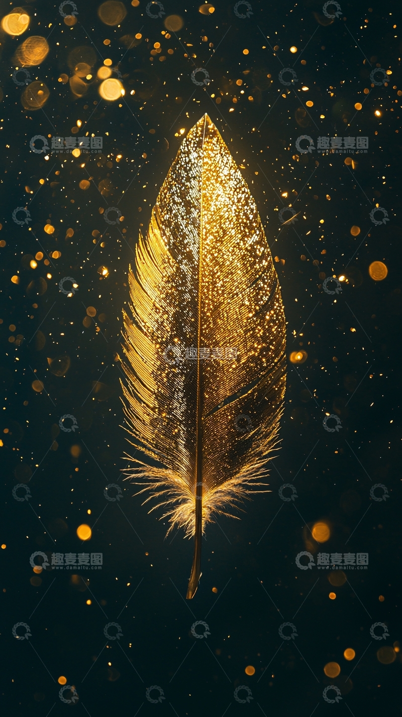 高清大图下载【趣麦麦图】金色羽毛