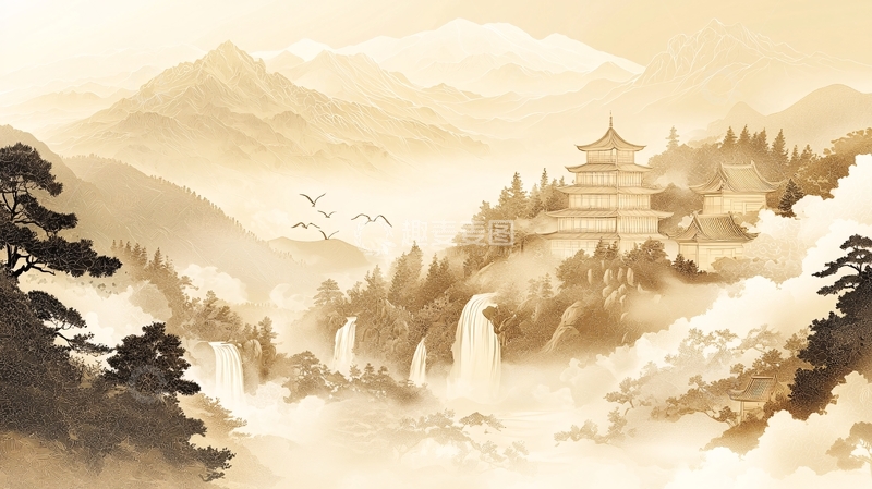 高清大图下载【趣麦麦图】水墨山水画418