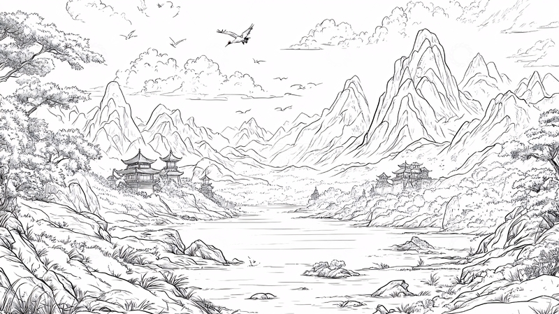 高清大图下载【趣麦麦图】水墨山水远景