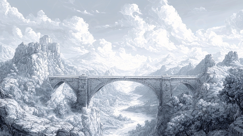 高清大图下载【趣麦麦图】高山上的石桥美景