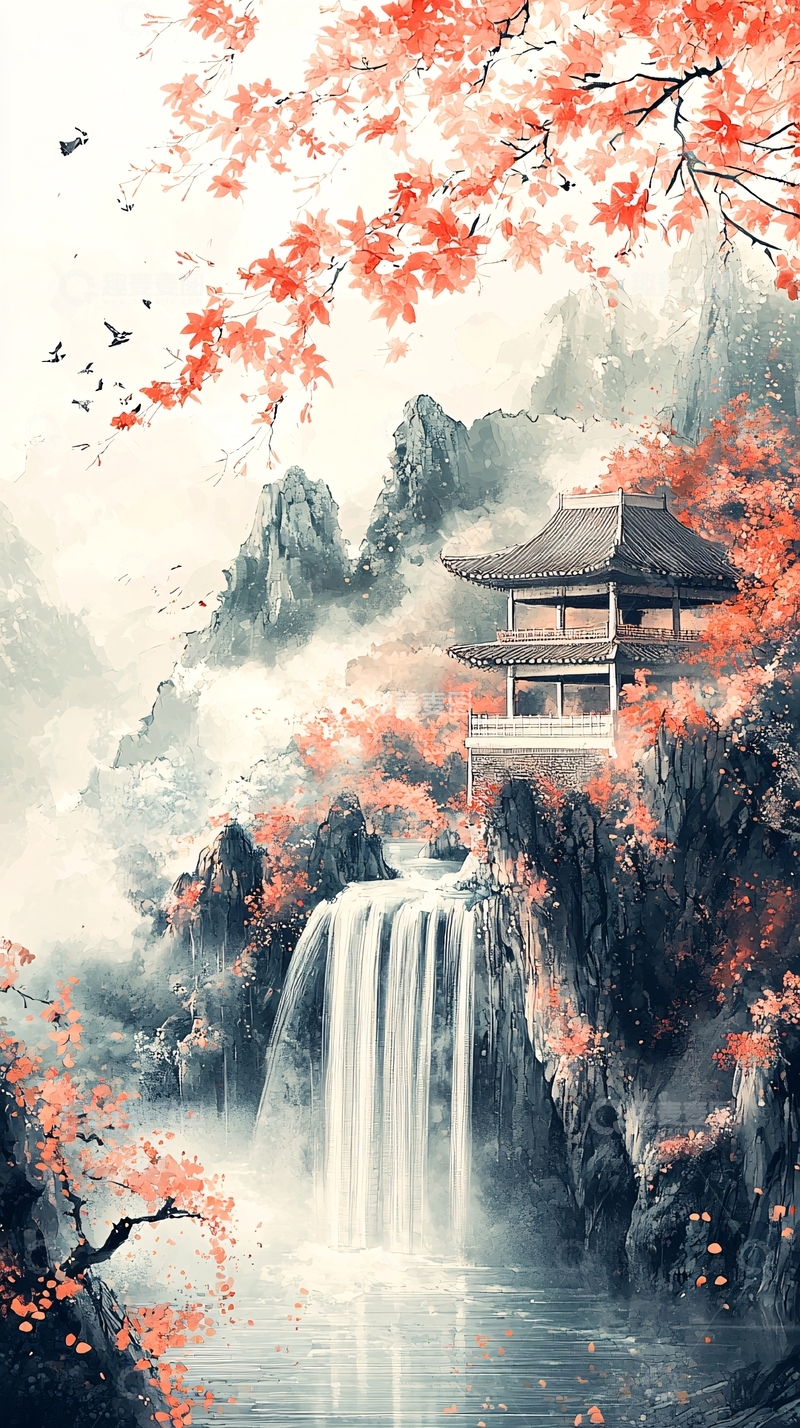 高清大图下载【趣麦麦图】水墨风山水画