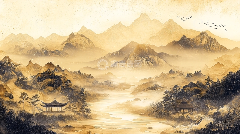 高清大图下载【趣麦麦图】水墨山水画意境