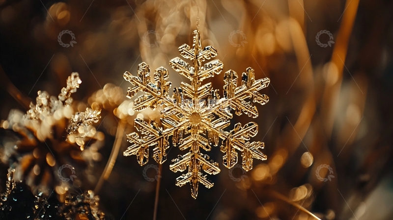高清大图下载【趣麦麦图】金色雪花特写