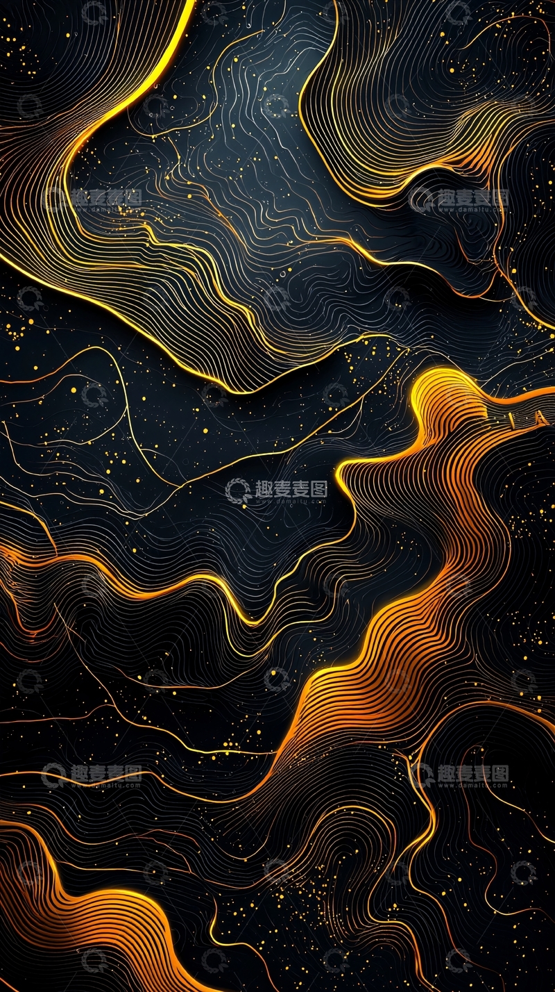 高清大图下载【趣麦麦图】金色曲线流动