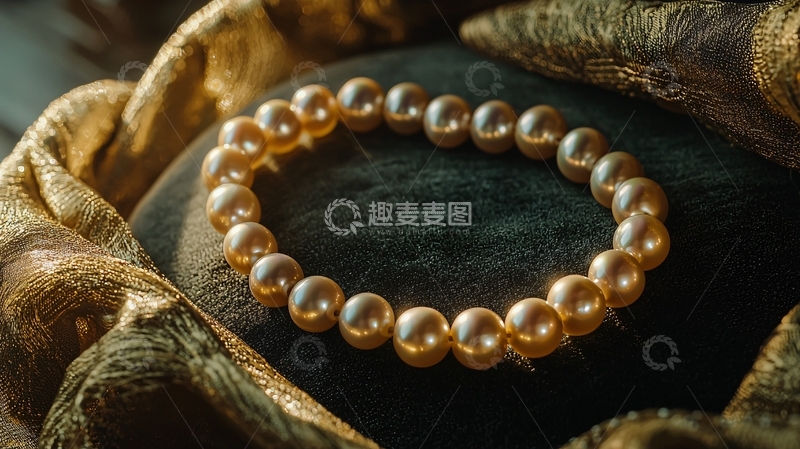 高清大图下载【趣麦麦图】金色珍珠手链