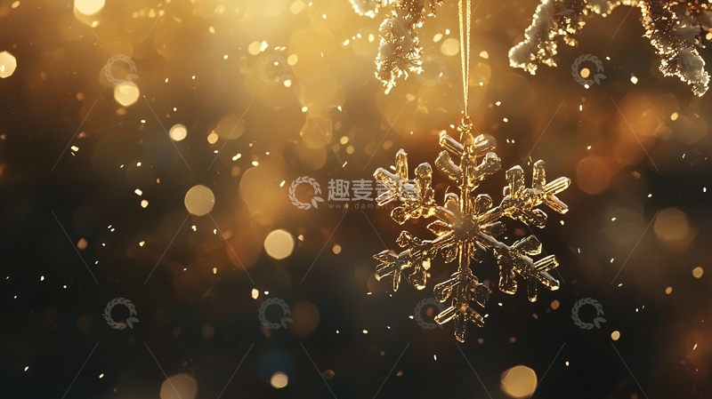 高清大图下载【趣麦麦图】金色雪花背景