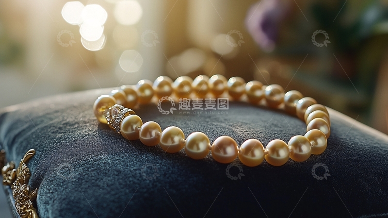 高清大图下载【趣麦麦图】金色珍珠手链