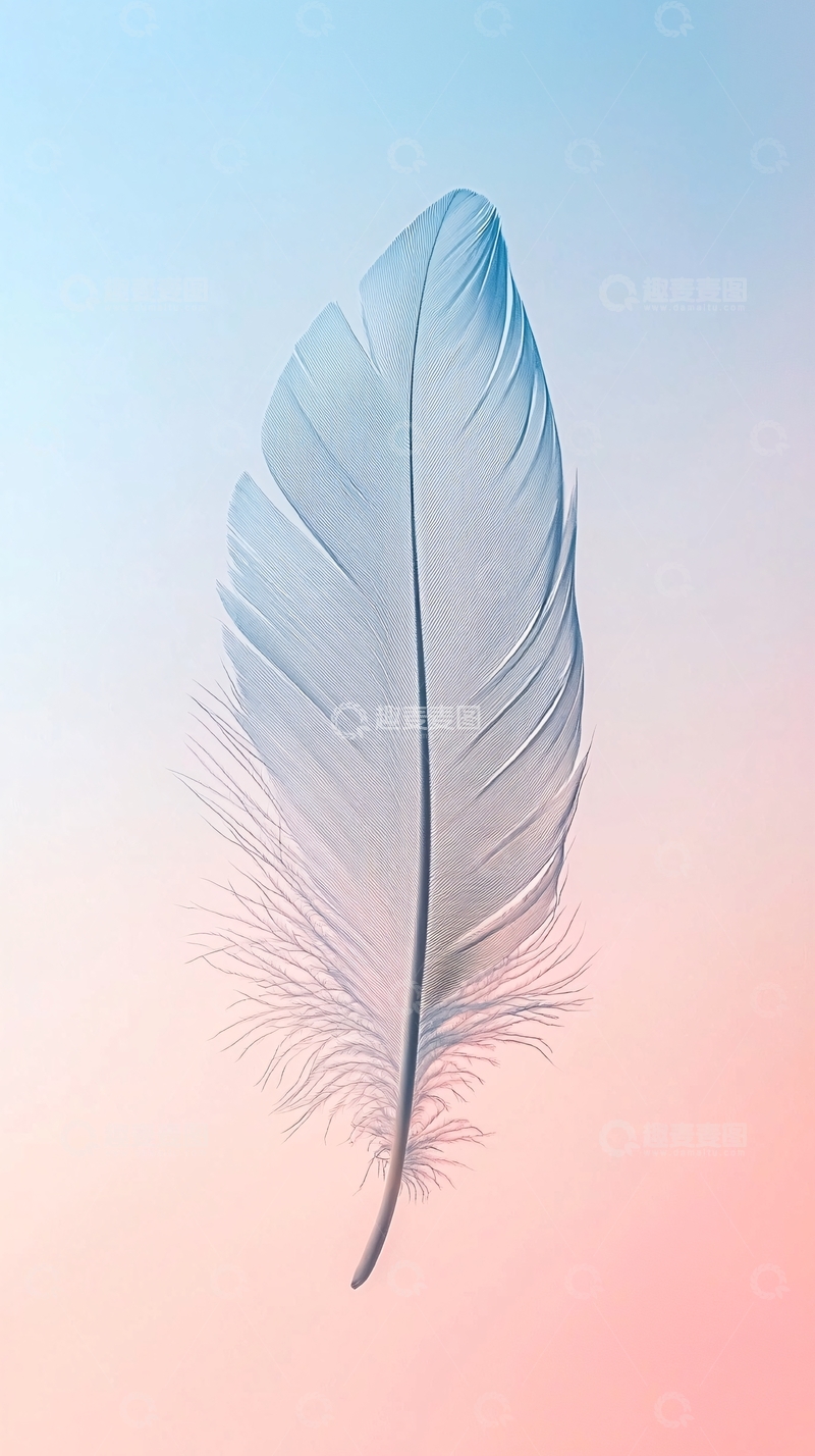 高清大图下载【趣麦麦图】蓝色粉色渐变背景羽毛