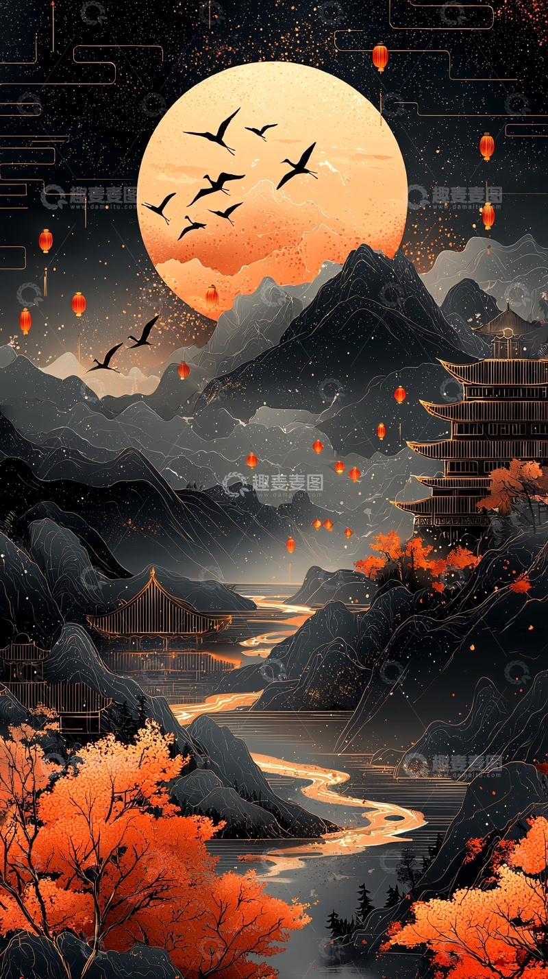 高清大图下载【趣麦麦图】水墨风山水