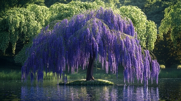 紫藤树垂柳般瀑布