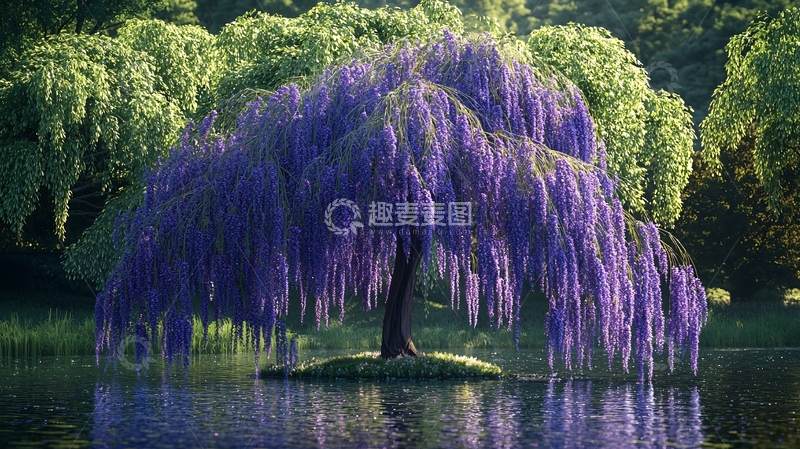 高清大图下载【趣麦麦图】紫藤树垂柳般瀑布