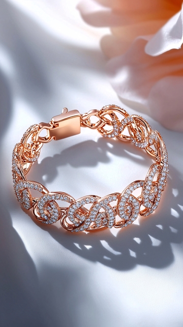 玫瑰金镶钻手链