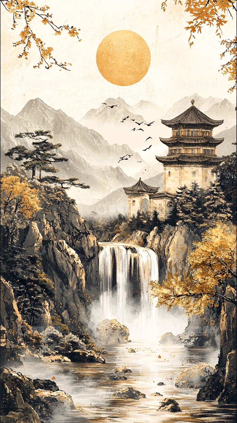 高清大图下载【趣麦麦图】水墨山水画424