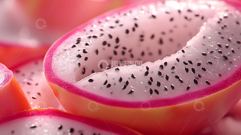 高清大图下载【趣麦麦图】红肉火龙果切片特写