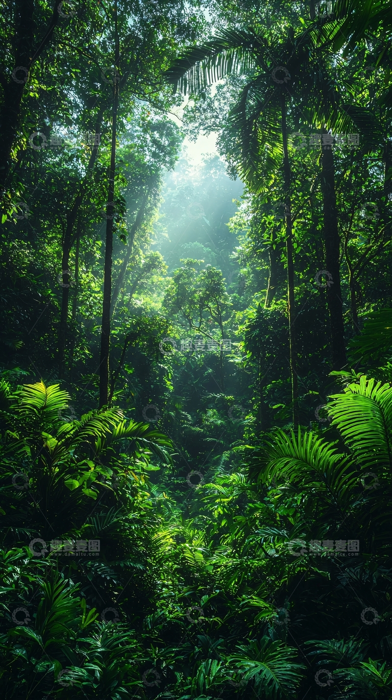 高清大图下载【趣麦麦图】热带雨林阳光透过树叶
