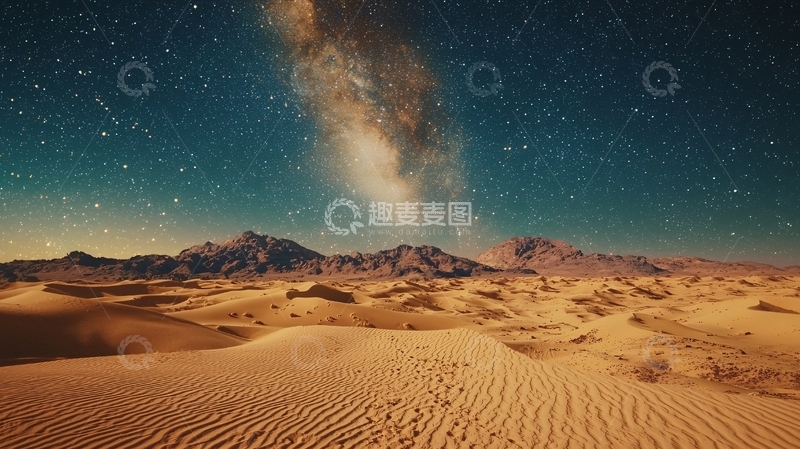 高清大图下载【趣麦麦图】沙漠星空