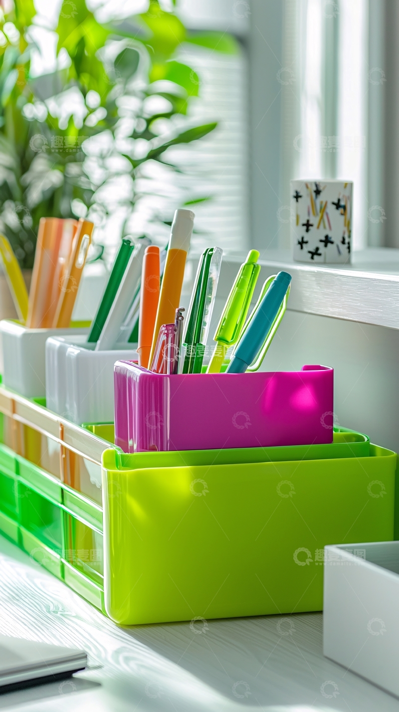 高清大图下载【趣麦麦图】清新办公桌文具收纳