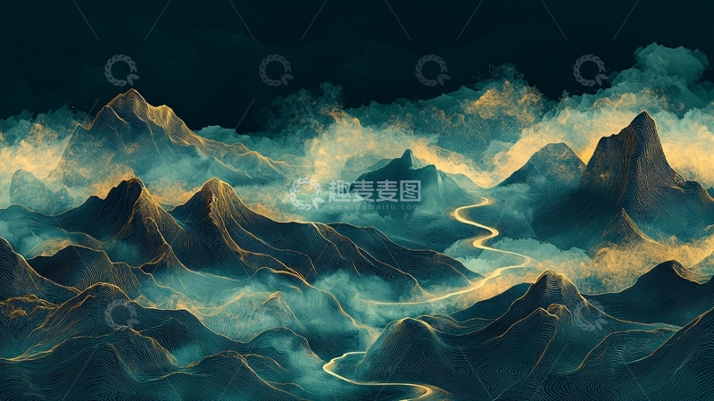 高清大图下载【趣麦麦图】云雾缭绕的山脉