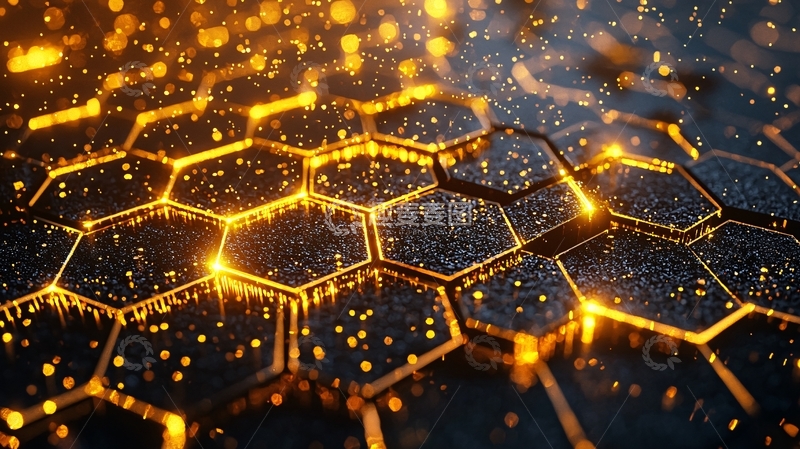 高清大图下载【趣麦麦图】金色蜂窝状纹理闪耀光芒