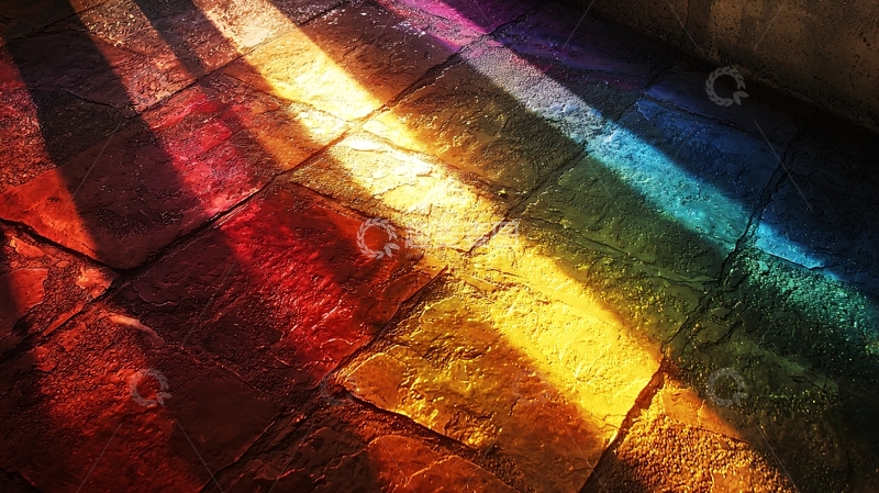 高清大图下载【趣麦麦图】彩色光线照在地板上