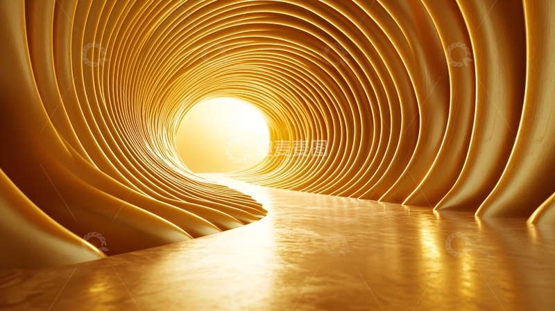 高清大图下载【趣麦麦图】金色螺旋隧道