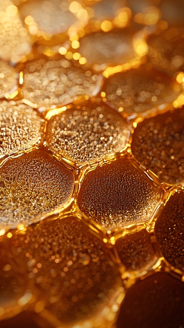 金色蜂窝近距离特写