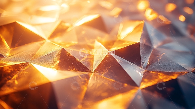 高清大图下载【趣麦麦图】金色光芒的多面体结构