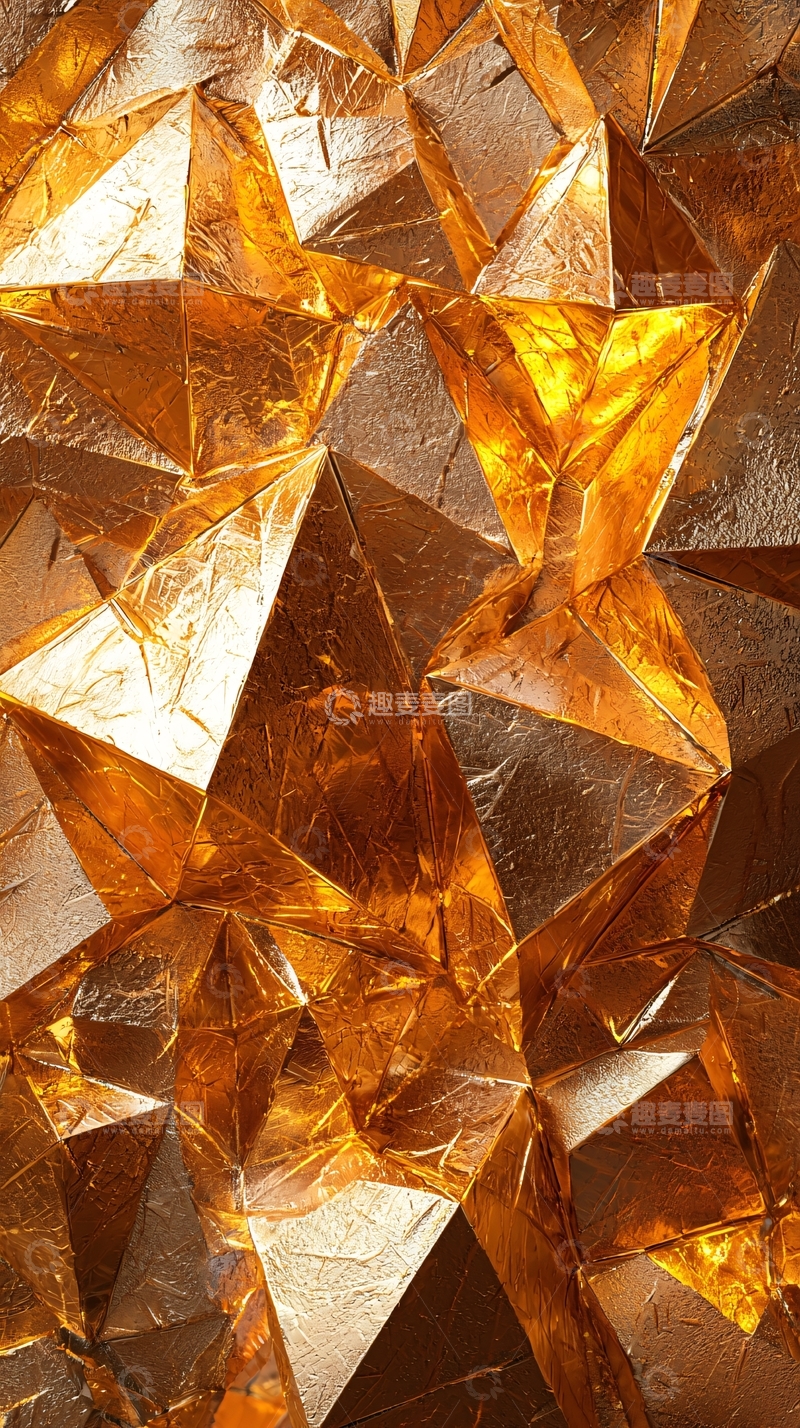 高清大图下载【趣麦麦图】金色多面体纹理