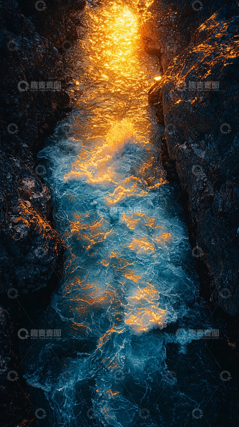 高清大图下载【趣麦麦图】峡谷中湍急的河流