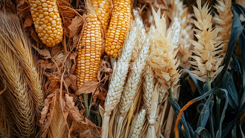 高清大图下载【趣麦麦图】秋收丰收的玉米和小麦