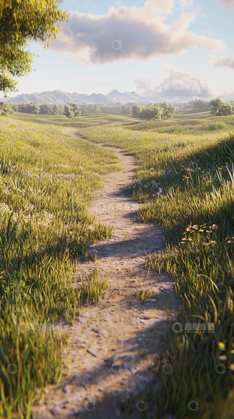 高清大图下载【趣麦麦图】阳光下蜿蜒的小路