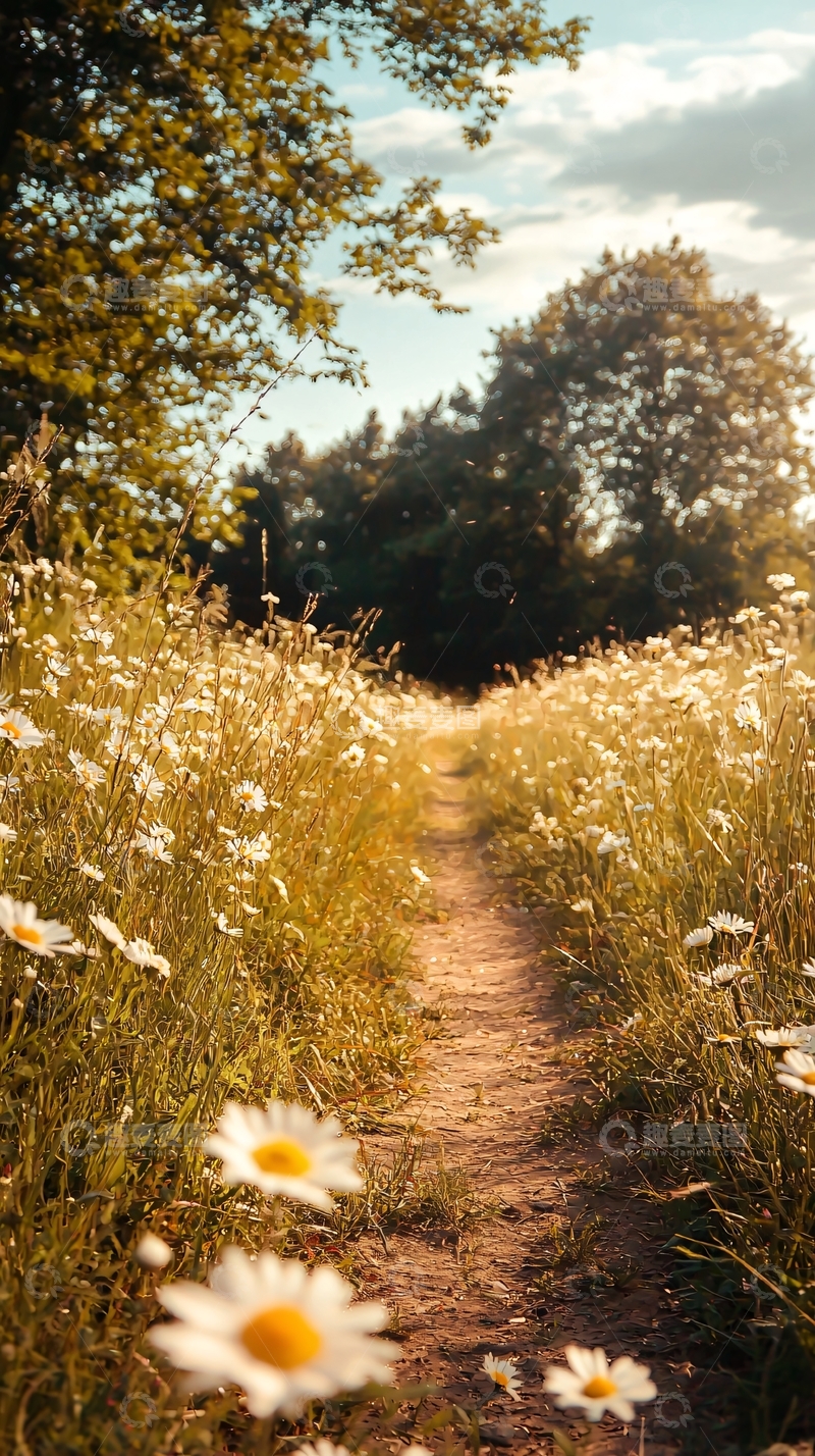 高清大图下载【趣麦麦图】乡间小路野花盛开