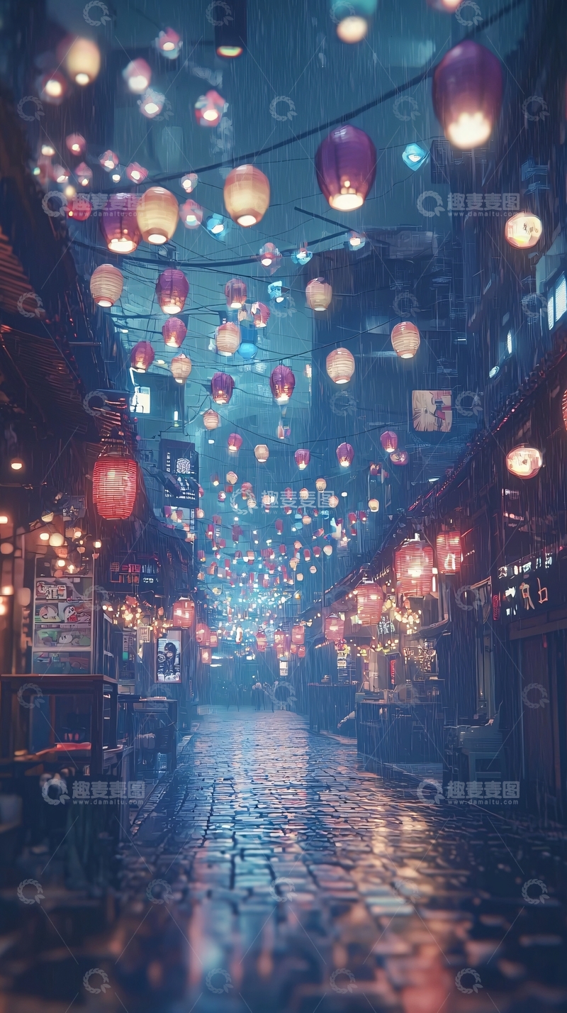 高清大图下载【趣麦麦图】雨夜