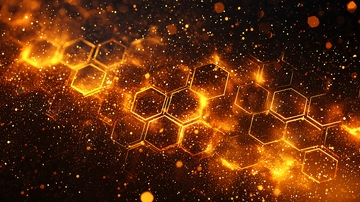 金色火焰蜂窝图案背景