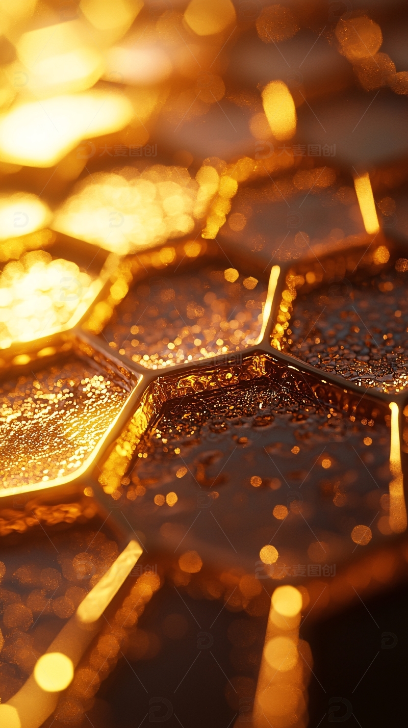 金色六边形蜂窝状表面