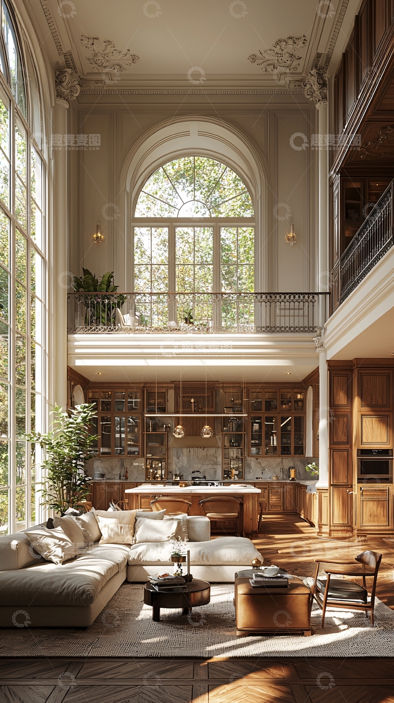 高清大图下载【趣麦麦图】高挑空间明亮客厅