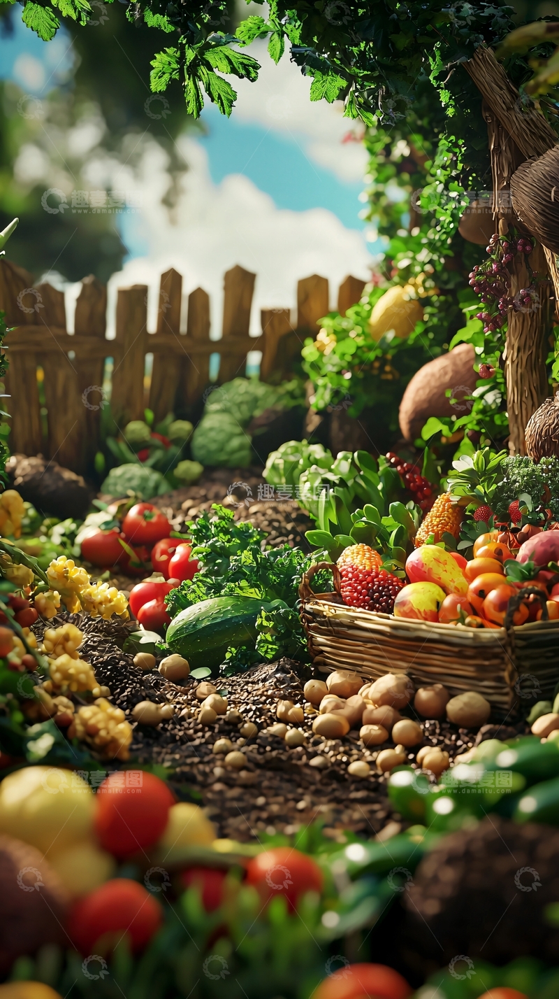 高清大图下载【趣麦麦图】丰收的果蔬田园