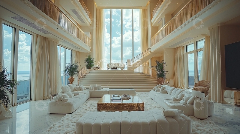 高清大图下载【趣麦麦图】现代奢华公寓客厅