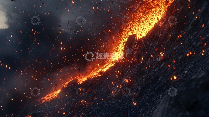 高清大图下载【趣麦麦图】火山喷发熔岩
